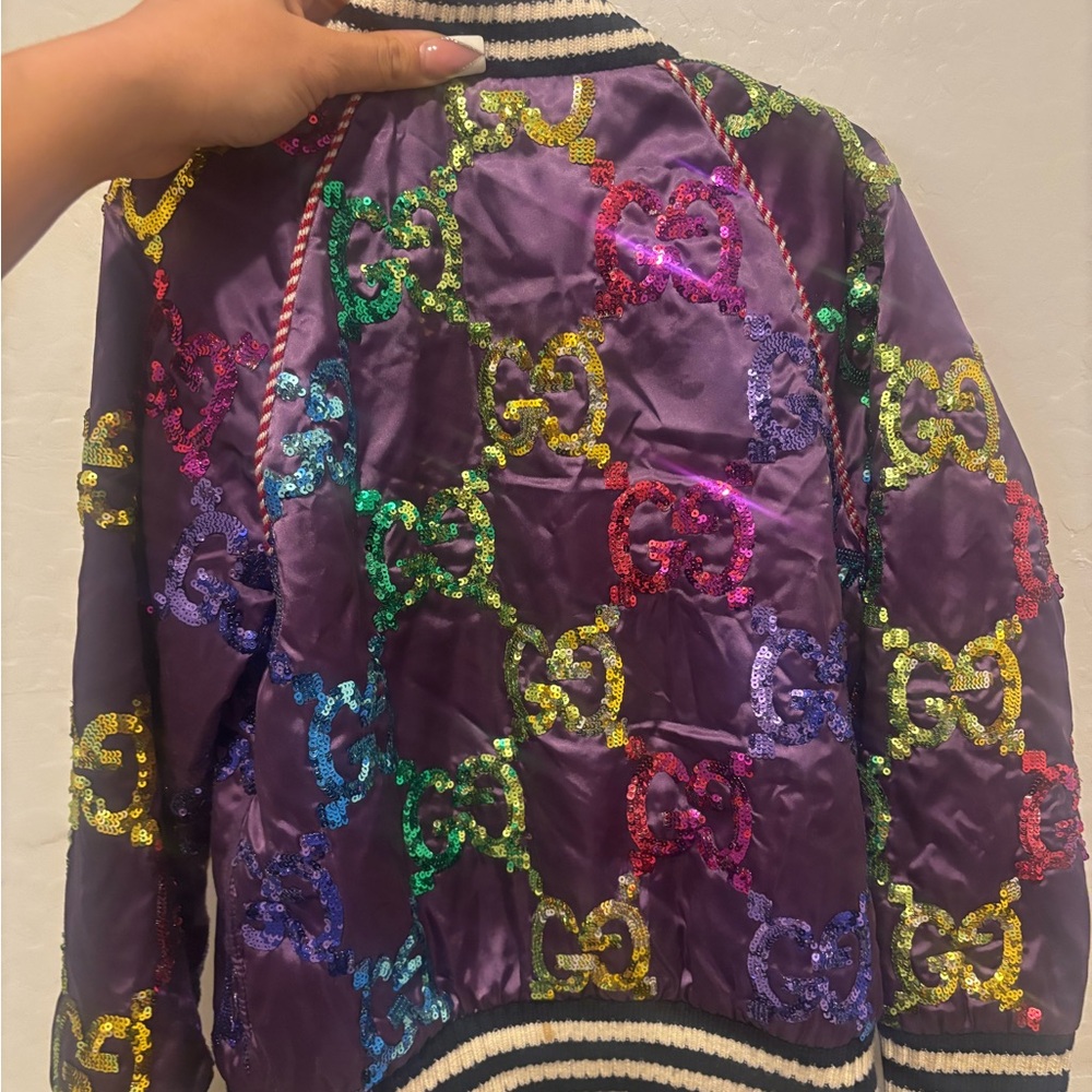 Gucci Multicolor Sequin Bomber Jacket
